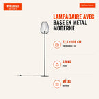 Modern Metal Base Floor Lamp with Foot Switch Ф27.5x159 cm Black — Infografia FR (medidas)