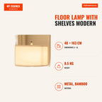 Lampadaire avec Étagères Lampadaire Moderne Ampoule E27 Max. 40W Abat-jour en Lin et Interrupteur au Pied pour Salon Cha — Infografia EN (medidas)