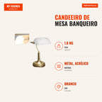 Lampe de Bureau Banquier Vintage E27 avec Abat-jour Orientable 45° Interrupteur à Bascule pour Maison Bureau Bibliothèqu — Infografia PT (medidas)