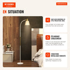 LED Floor Lamp for Living Room with Adjustable Height and Tiltable Shade 49x21x127-160 cm White and Gold HOMCOM — Infografia FR (em utilização)