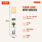 Floor Lamp with Shelves Lamp with 3 Color Temperatures Remote Control E27 Socket for Living Room Bedroom Office Ø29x158  — Infografia EN (medidas)