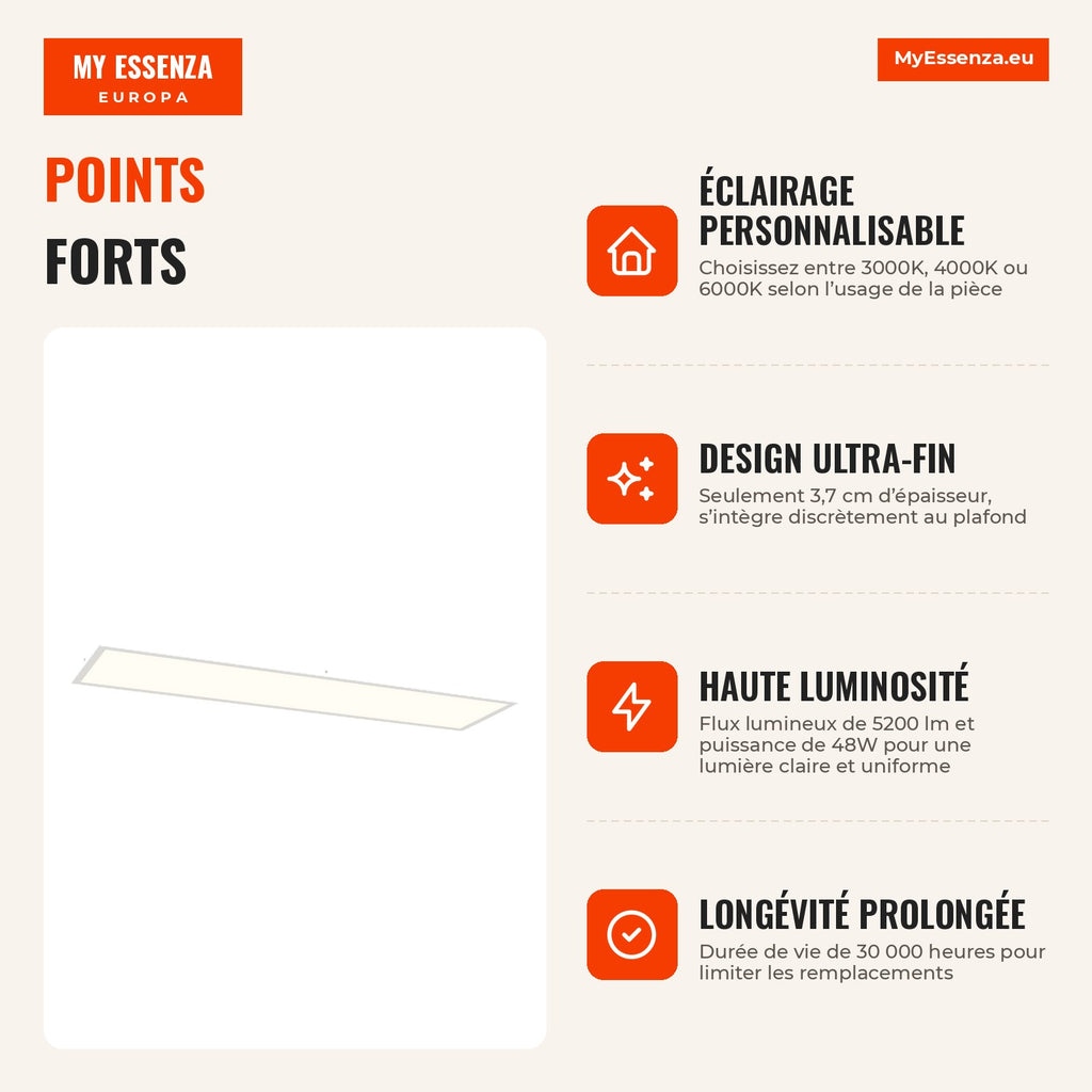 Set of 4 Colour Adjustable Ceiling Lights | HOMCOM — Infografia FR (vantagens)