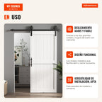 Barn Sliding Door with Hardware Interior Sliding Door with Handle, Roller and Floor Guide for Bathroom, Living Room 91.5 — Infografia ES (em utilização)