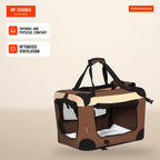 Foldable Pet Carrier Bag for Dogs and Cats with Soft Cushion and 2 Shoulder Straps for Car Plane Travel 50.5x33.5x35cm B — Infografia EN (em uso)