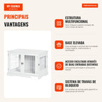 Wooden Cage for Small Dogs 76x54.5x56cm with Storage Table | PawHut — Infografia PT (vantagens)