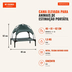Portable Elevated Pet Bed with Removable Canopy Breathable Fabric 61x46x62 cm Grey — Infografia PT (medidas)