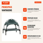 Portable Elevated Pet Bed with Removable Canopy Breathable Fabric 61x46x62 cm Grey — Infografia PT (vantagens)