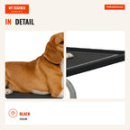 Elevated Pet Bed Removable Dog and Cat Bed Textilene Fabric Outdoor Garden Terrace 110x75x20 cm Black — Infografia EN (detalhe)