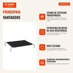 Elevated Breathable Bed for Dogs and Cats 130x90x20 cm Black — Infografia PT (vantagens)