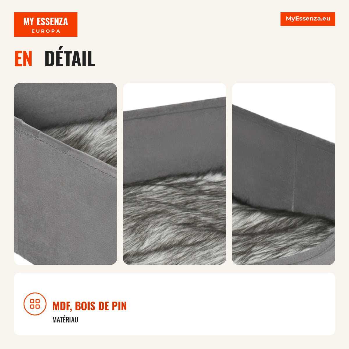 Sofa for Dogs and Cats Pet Bed for Small and Medium Animals with Removable Washable Cushion and Elevated Wooden Feet 81x — Infografia FR (detalhe)