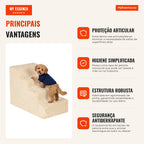 2 in 1 4-Step Pet Stair with Removable Washable Cover Dog Cat Stair Load 30kg 60x35x44 cm Beige — Infografia PT (vantagens)