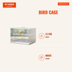 Bird cage with 2 perches and 3 doors for small birds metal 60x41x41cm white — Infografia EN (medidas)