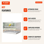 Bird cage with 2 perches and 3 doors for small birds metal 60x41x41cm white — Infografia EN (vantagens)