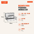 DIY Small Animal Enclosure with 24 Panels Pet Enclosure with Metal Grid Modular Enclosure for Rabbits Chinchillas 105x10 — Infografia PT (medidas)