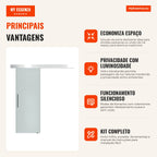 Porta de Correr de Vidro 90x205 cm Porta de Correr de Vidro com Trilho Translúcida - Modelo 1 — Infografia PT (vantagens)