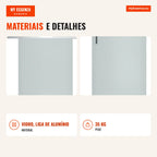 Porta de Correr de Vidro 90x205 cm Porta de Correr de Vidro com Trilho Translúcida - Modelo 1 — Infografia PT (materiais e detalhes)