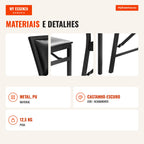 Conjunto 2 Cadeiras Altas Dobráveis Estofadas em PU com Encosto Alto - Castanho Escuro — Infografia PT (materiais e detalhes)