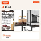Organizador de Vinhos com Tomada Incorporada, 3 Estantes e 8 Ganchos 75x33x165cm — Infografia FR (detalhe)