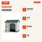 Plastic Dog House with 3 Windows and Lockable Door 75 x 58 x 65 cm Green — Infografia PT (vantagens)
