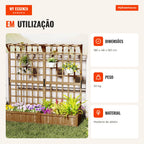 Cama de Jardim Elevada Madeira 180cm com Treliça e Tecto Suspenso 2 Caixas — Infografia PT (em utilização)