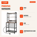 Barra de Vinhos Industrial com 4 Níveis, Tomadas e Carga USB 76x48x162,5cm — Infografia PT (vantagens)