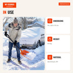 Pá para Neve Portátil Leve com Poste de Alumínio e Asa Ergonómica — Infografia EN (em utilização)