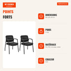 Set of 2 Upholstered Reception Chairs with Integrated Arms in Mixed Synthetic Leather Black — Infografia FR (vantagens)