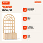 Elevated Wooden Planter with Trellis and Drainage 120cm — Infografia PT (vantagens)