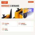 Tractor Cortador de Relva 12V para Crianças com Duplo Controlo e Luzes LED — Infografia PT (materiais e detalhes)