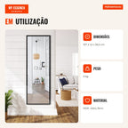 Espelho de Corpo Inteiro para Parede com Ganchos Ajustáveis - Preto 107x36,5cm para Quarto Casa de Banho Entrada — Infografia PT (em utilização)