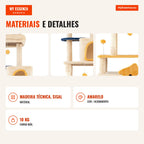 Torre para Gatos 159 cm com 2 Condominios e Postes de Sisal - Amarela — Infografia PT (materiais e detalhes)