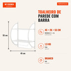 Porte-serviettes mural avec barre et 2 étagères en fer chromé blanc — Infografia PT (medidas)