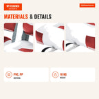 Set of 2 Folding Boat Chairs with Low Backrest in Red and White — Infografia EN (materiais e detalhes)