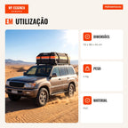 Bolsa de Tecto para Carro Universal Impermeável PVC 450L com 6 Ganchos e 10 Correias — Infografia PT (em utilização)