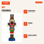 Soldado Iluminado 185 cm com Tambor 3D e 100 Luzes LED - Decoração Natalícia — Infografia EN (vantagens)