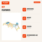 Foldable Triangular Climbing Set with Slide and Rope Ladder – Montessori Toy — Infografia EN (vantagens)