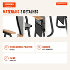 Conjunto 2 Cadeiras Campismo Dobráveis com Almofada Destacável Suporta 150 kg Cinzento — Infografia PT (materiais e detalhes)