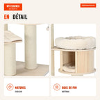 Árvore para Gatos 174cm com 4 Postes Arranhadores Sisal e Plataformas Felpa Centro Atividades — Infografia FR (detalhe)