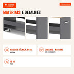 Narrow 4-Tier Storage Trolley with Wheels and Guardrails 47.5x30x80.5cm — Infografia PT (materiais e detalhes)