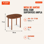 Oval Dining Table with Spacious Surface and Non-Slip Feet 110 x 78 x 77 cm Brown — Infografia PT (medidas)