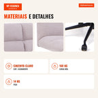 Office Swivel Chair with Castors, Padded Seat, Height Adjustable, Armless, Grey — Infografia PT (materiais e detalhes)