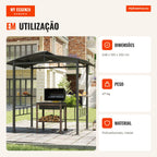 Gazebo de Barbecue avec Toit Rigide en Polycarbonate 248 x 150 cm Noir — Infografia PT (em utilização)