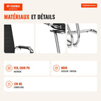 Conjunto de 2 Cadeiras de Escritório para Conferência e Receção em Pele PU Preto — Infografia FR (materiais e detalhes)