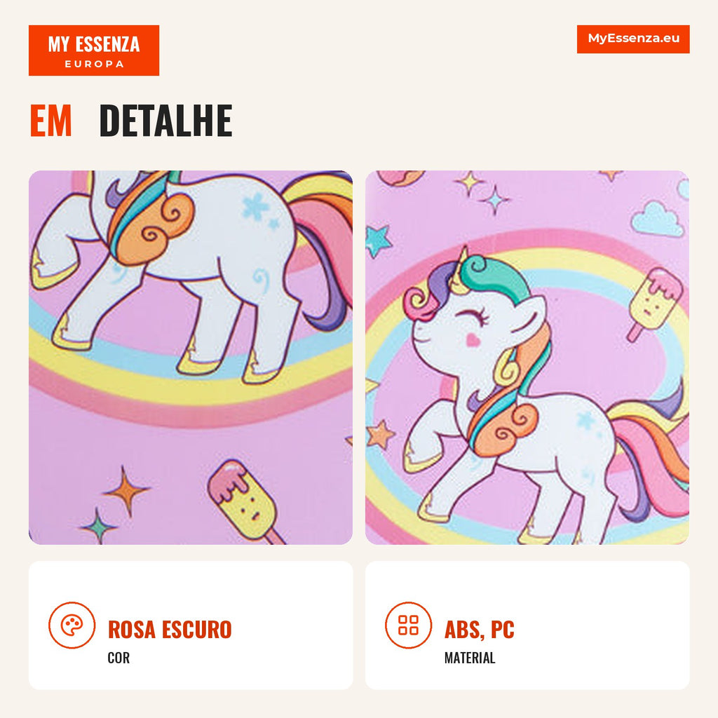 Conjunto de 2 Bagagens de Mão Infantis com Mala Rígida e Mochila – Rosa Escuro — Infografia PT (detalhe)