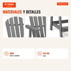 Chaise de Patio en HDPE avec Accoudoirs et Repose-Pieds Adirondack pour Jardin 70×85×119 cm — Infografia ES (materiais e detalhes)