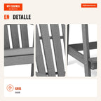 Chaise de Patio en HDPE avec Accoudoirs et Repose-Pieds Adirondack pour Jardin 70×85×119 cm — Infografia ES (detalhe)