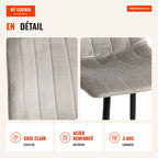 Hurl Velvet Chair — Light Grey — Infografia FR (detalhe)