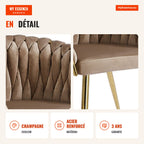 Dinu Golden Velvet Chair — Champagne — Infografia FR (detalhe)