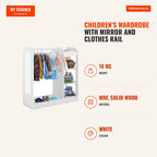 Children’s Wardrobe with Mirror and Clothes Rail 93.5 x 38 x 100 cm — Infografia EN (medidas)