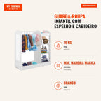Children’s Wardrobe with Mirror and Clothes Rail 93.5 x 38 x 100 cm — Infografia PT (medidas)